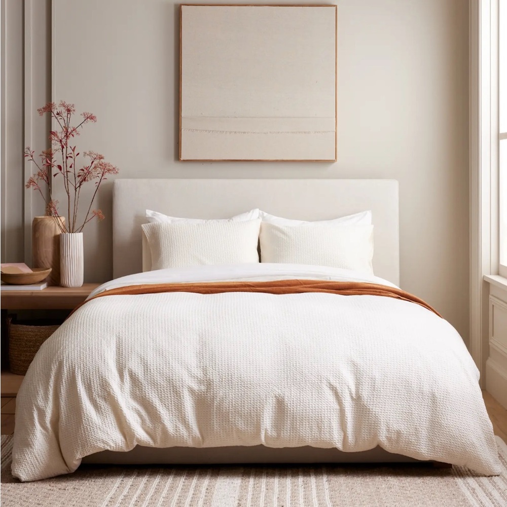 NWT Quince Luxe Honeycomb Duvet Cover Set Full/Queen undyed organic cotton - Picture 3 of 5
